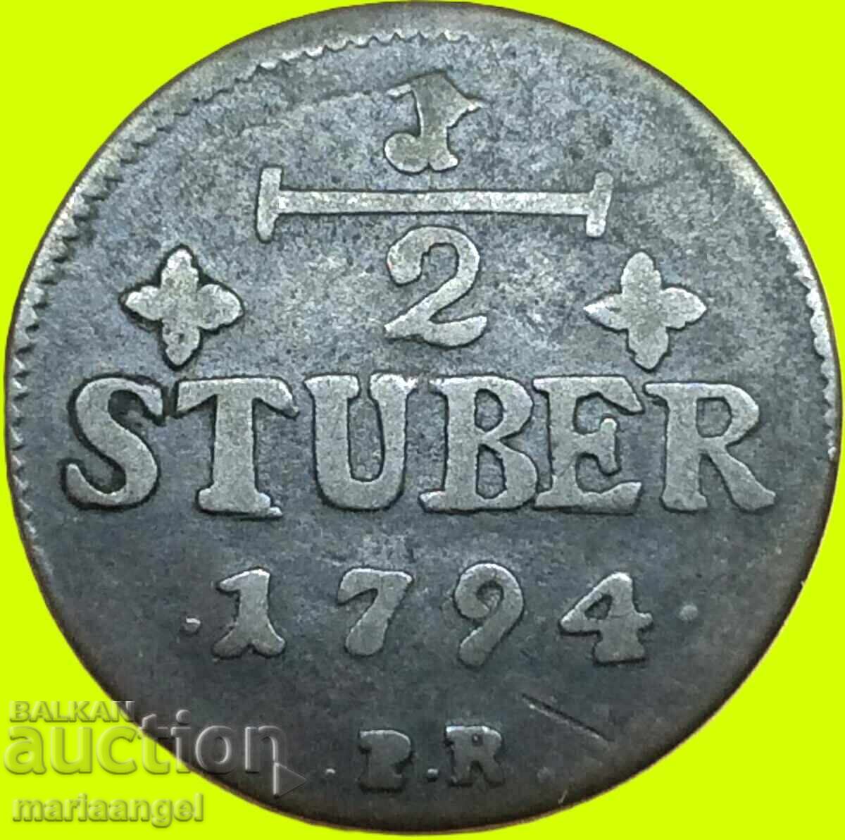 Livrarea Germania 1/2 ștuber 1794 Jülich Berg 4,5g Livrarea Germania 1/2 ștuber 1794 Jülich Berg 4,5g