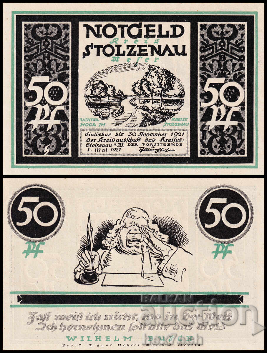 ❤️ ⭐ Γερμανία Stolzenau 1921 50 πφένινγκ UNC νέα ⭐ ❤️