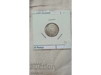 British Guiana 4 Pence 1943, Silver, Mintage 240k