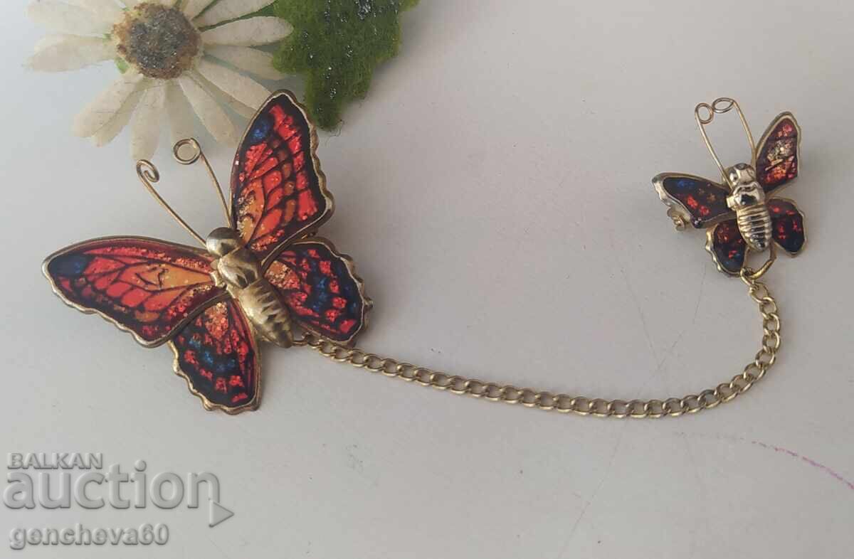 Rară broșă vintage cu fluturi - 5