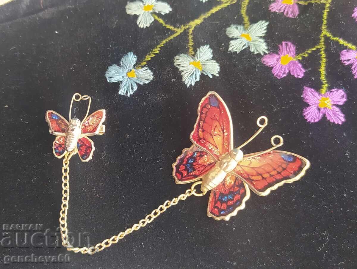 Rară broșă vintage cu fluturi - 6