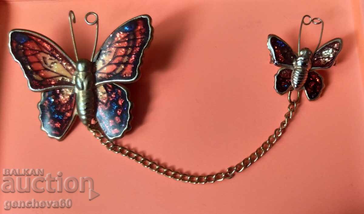 Rară broșă vintage cu fluturi