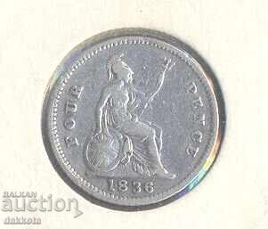 Marea Britanie 4 pence 1836, argint