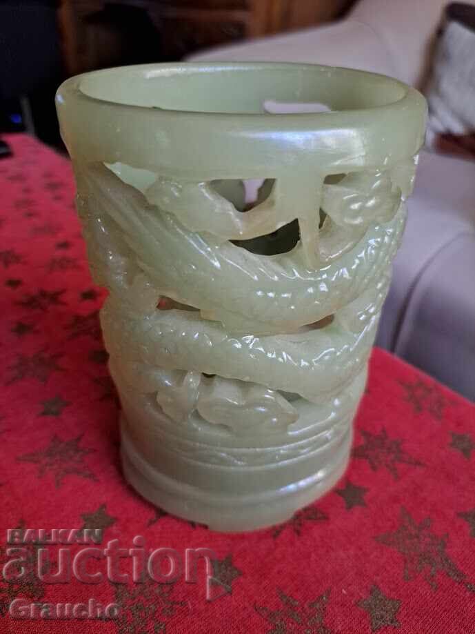 Auction  Lighthouse imitation jade with electric candle