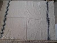 Παλιό χειροποίητο σεντόνι με δαντέλα 30s