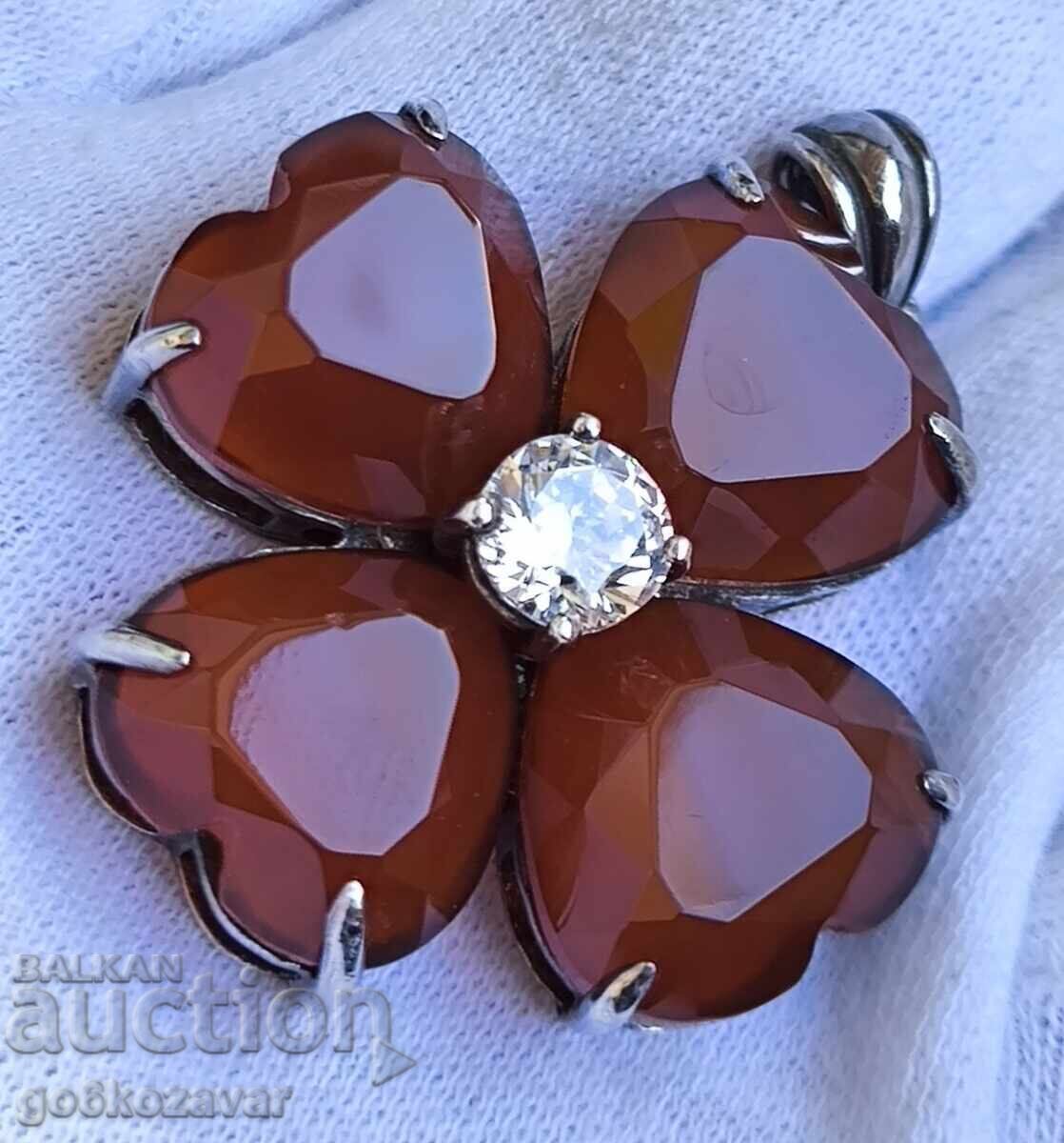 Pandantiv masiv argintiu argint 925 cu floare de carneol! cu preț € 75.00 | 146.69 BGN