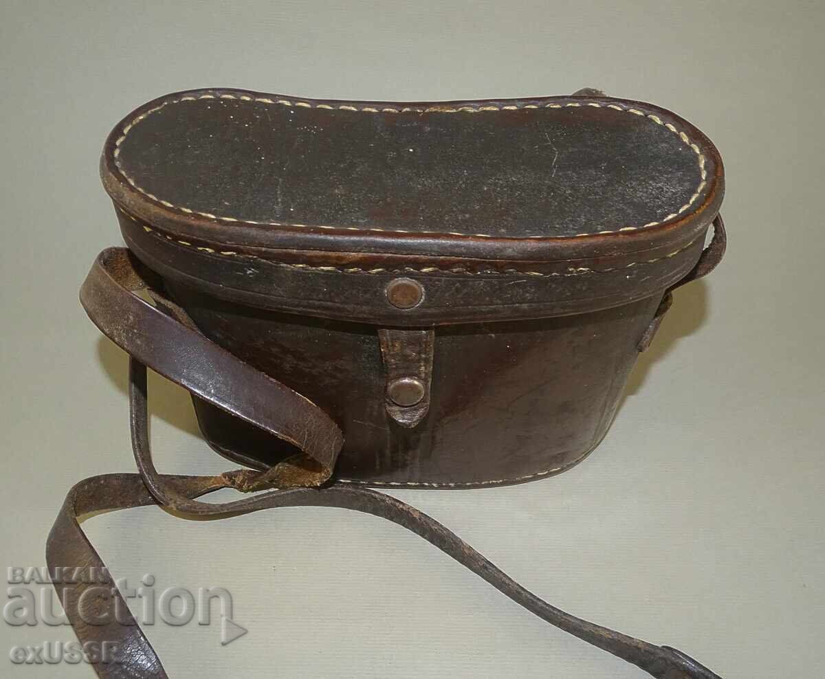 Auction  Old leather box case for binoculars