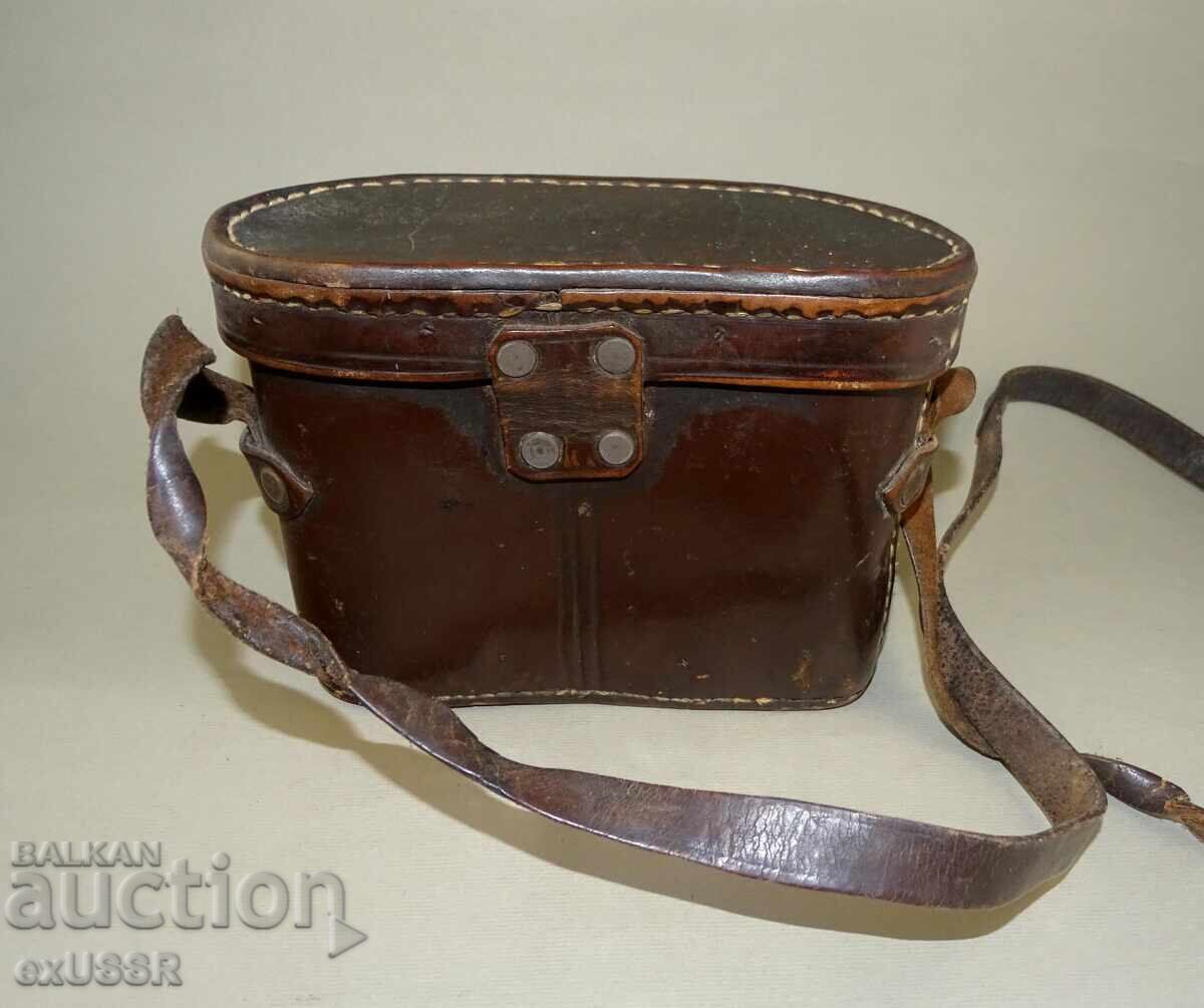 Old leather box case for binoculars - 5