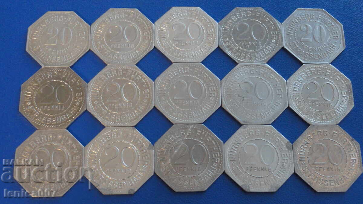 Germania (orașul Nürnberg) 1919 - 20 pfennig (notgeld) 15 buc - 6