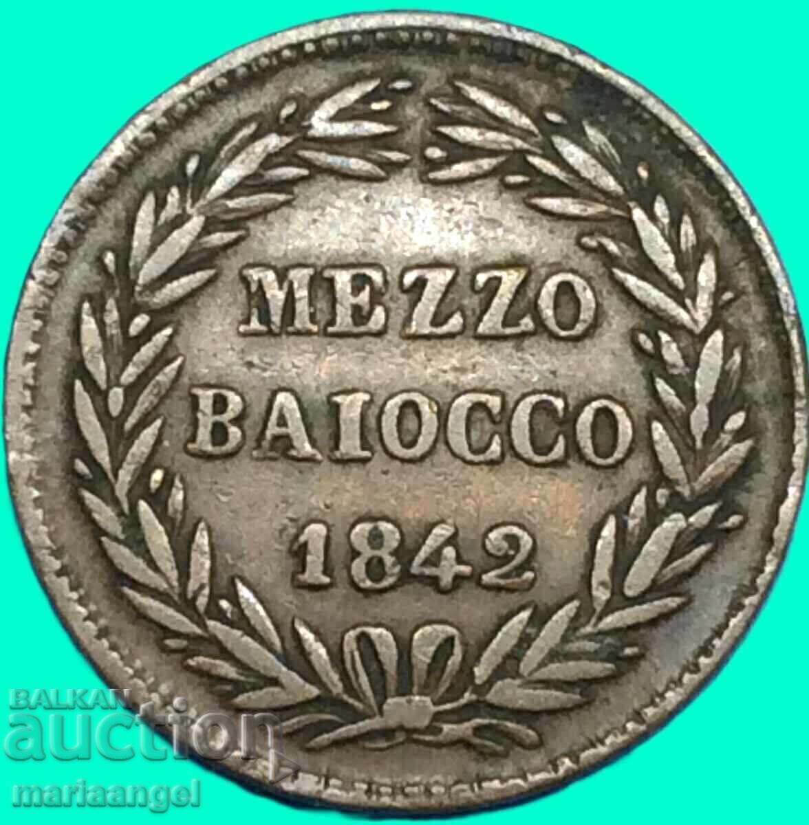 Vatican mezzo baiocco 1842 Benedict al XIV-lea (1840-1858) Roma