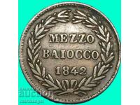 Vatican mezzo baiocco 1842 Benedict al XIV-lea (1840-1858) Roma