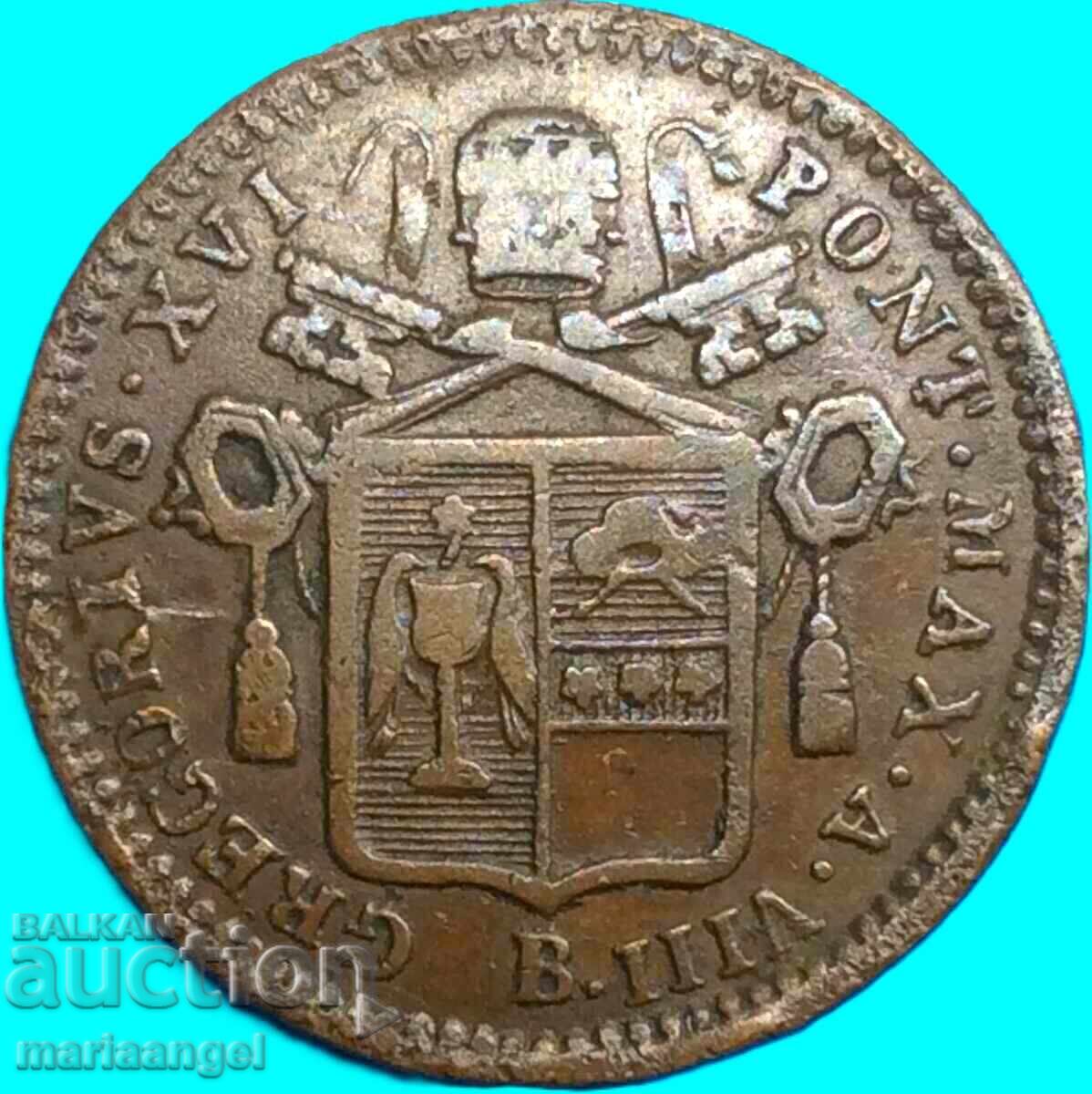 Licitație Vatican mezzo baiocco 1838 Grigore al XVI-lea 1831-1846 4,85 g cupru