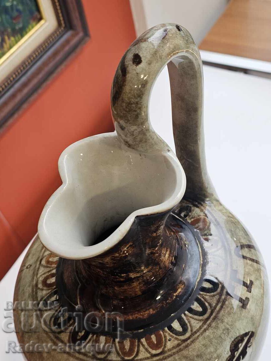 Livrarea 1937g. Frumoasă cană grecească din ceramică pentru apă cu ștampilă Livrarea 1937g. Frumoasă cană grecească din ceramică pentru apă cu ștampilă