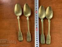 Lingurițe aurite argintate de marcă, vechi - 4 bucăți