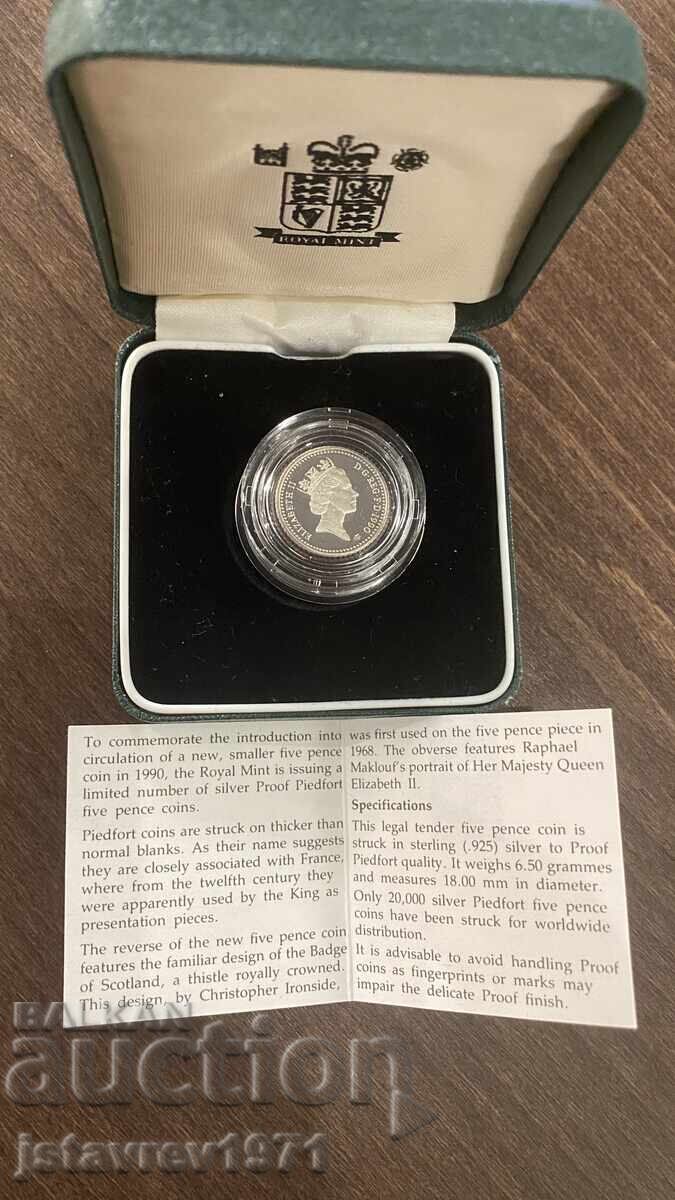 Rară Monedă de Argint 5 Pence 1990 cu preț € 44.00 | 86.06 BGN Rară Monedă de Argint 5 Pence 1990 cu preț € 44.00 | 86.06 BGN