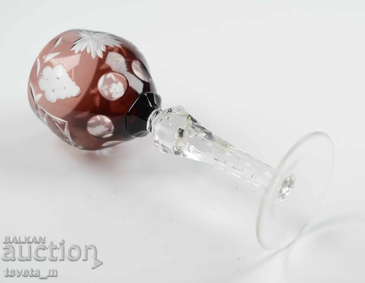 Винтидж чаша за аперитив Ajka Crystal рязан кристал Унгария - 5