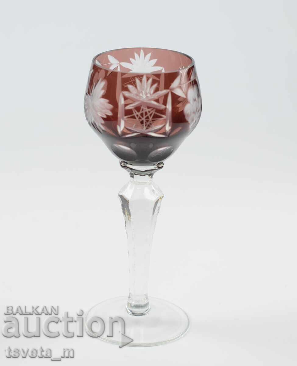Винтидж чаша за аперитив Ajka Crystal рязан кристал Унгария