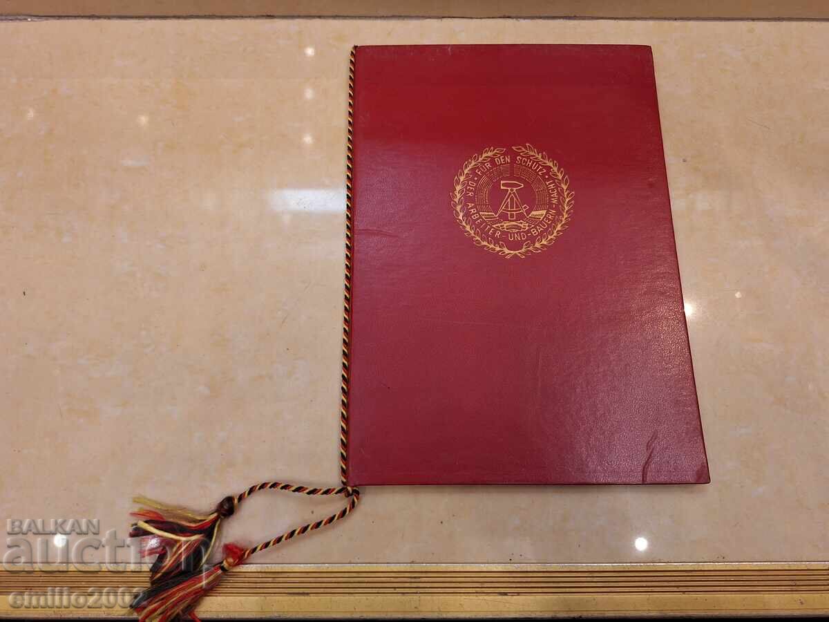 Certificat militar pentru medalie RDG retro socialist cu preț € 9.50 | 18.58 BGN