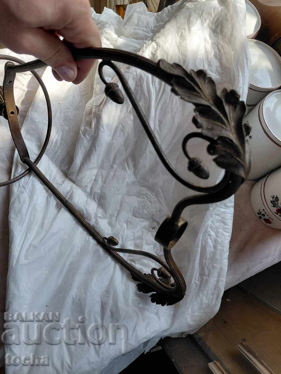 Suport de bronz pentru abajur de la lampă veche - 5