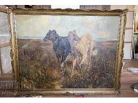 Αντίκα ελαιογραφία "Ρώσικη Ποδόσφαιρο" – Μέγεθος μουσείου