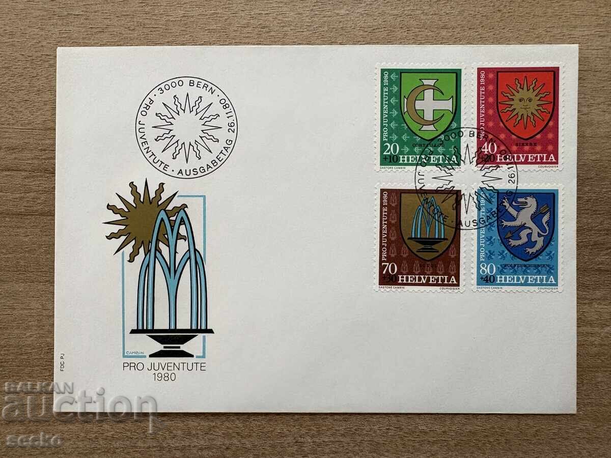 Elveția - Plic de primă zi - Steme municipale (1980)