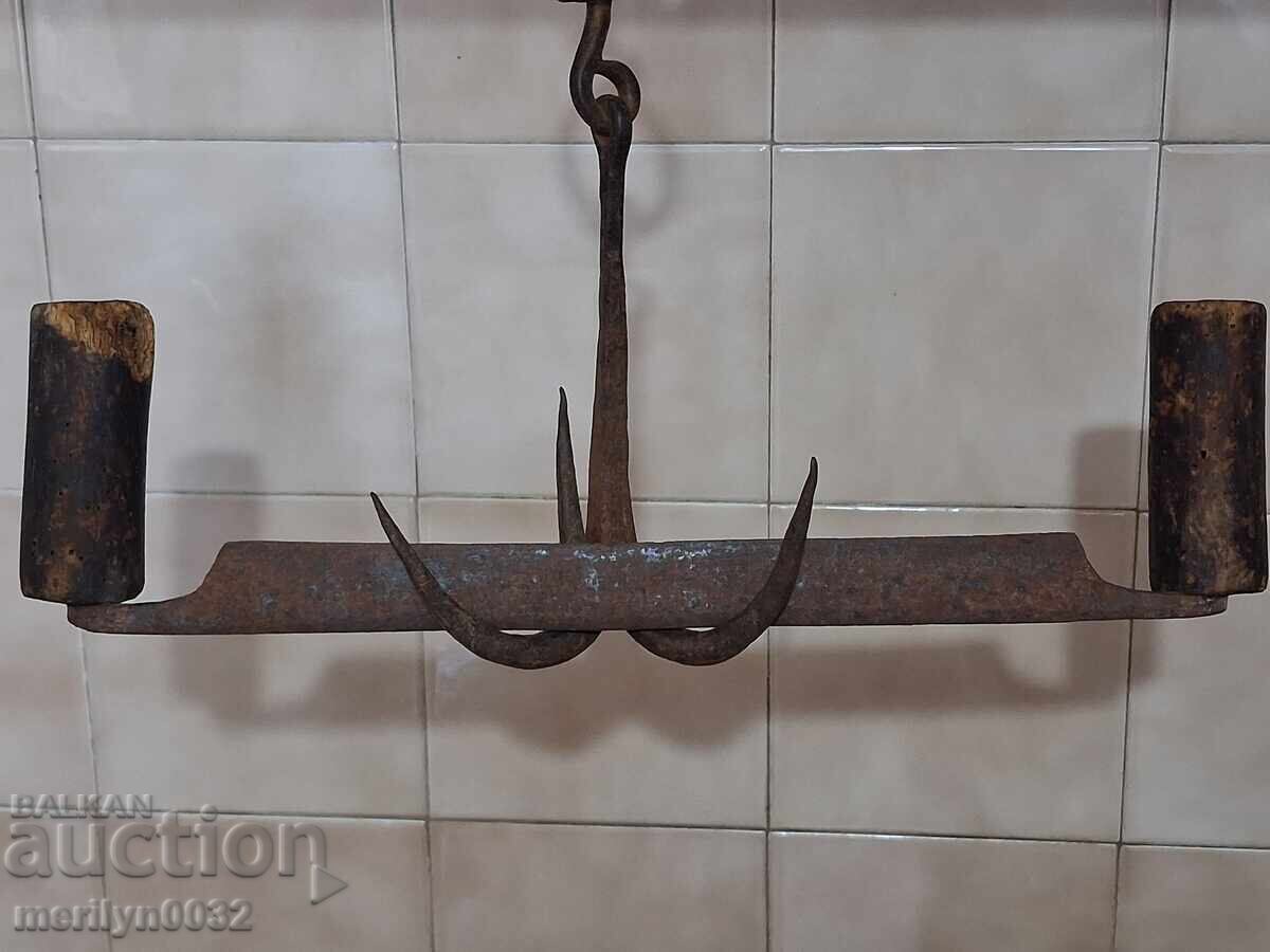 Стар кован рукан инструмент ковано желязо ренде дървения - 7