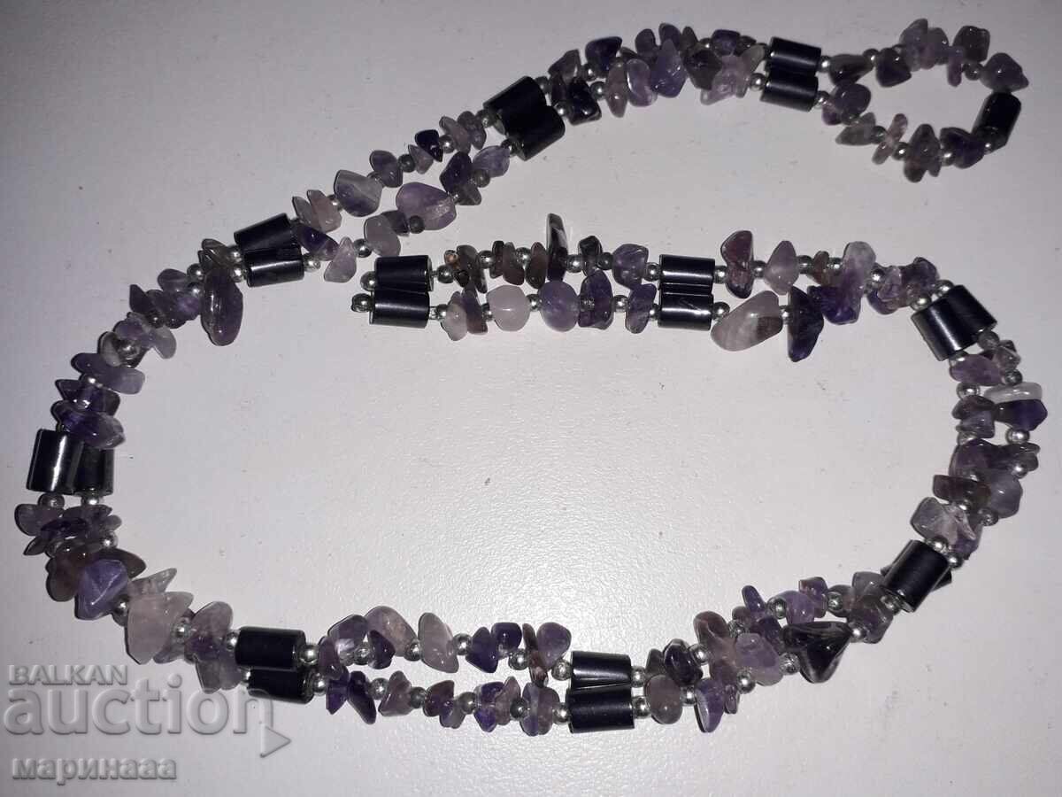 Colier lung magnetic cu ametiste