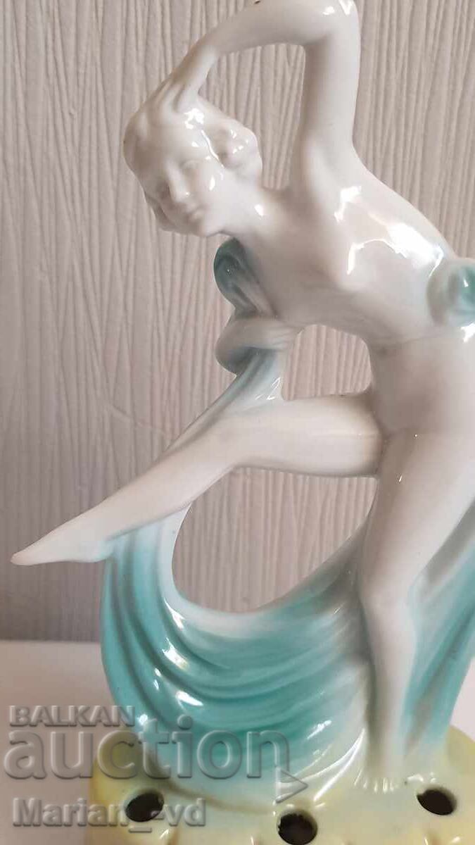 Doamnă dansatoare cu voal Broască floare figurină Art Nouveau - 7 Doamnă dansatoare cu voal Broască floare figurină Art Nouveau - 7