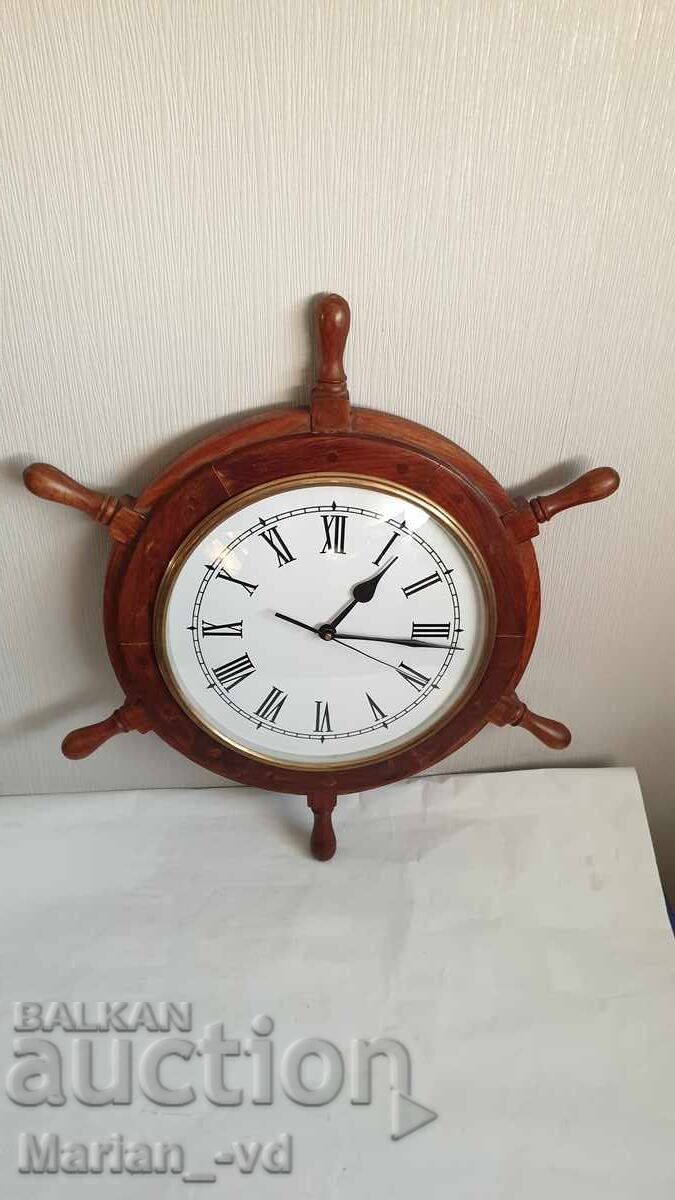 Ceas de perete vechi din lemn, cu cuarț, model navă - 5 Ceas de perete vechi din lemn, cu cuarț, model navă - 5