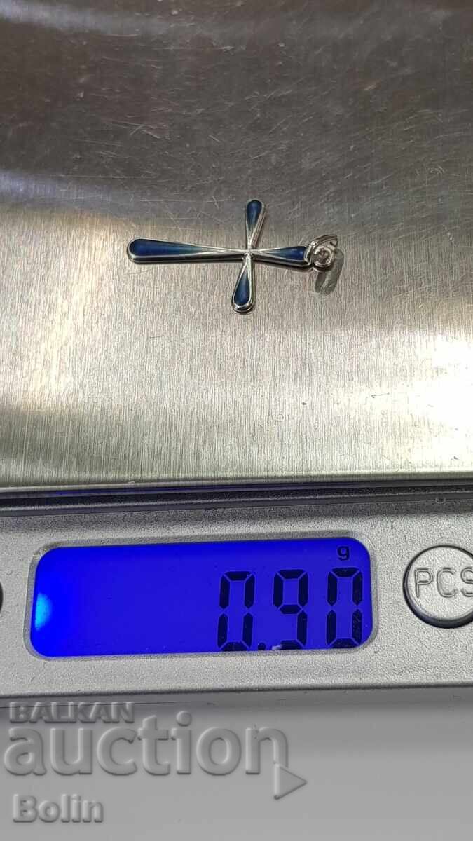 Elegant, delicat cruce argintie cu email - Europa - 6