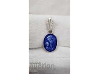 Κομψό, τρυφερό ασημένιο μενταγιόν, εικόνα Παναγίας