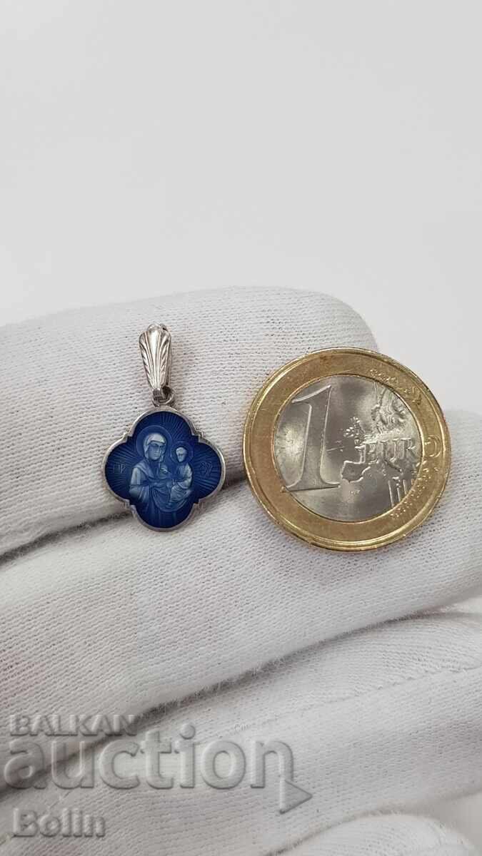 Elegant, delicate silver icon, Mother of God pendant - 5