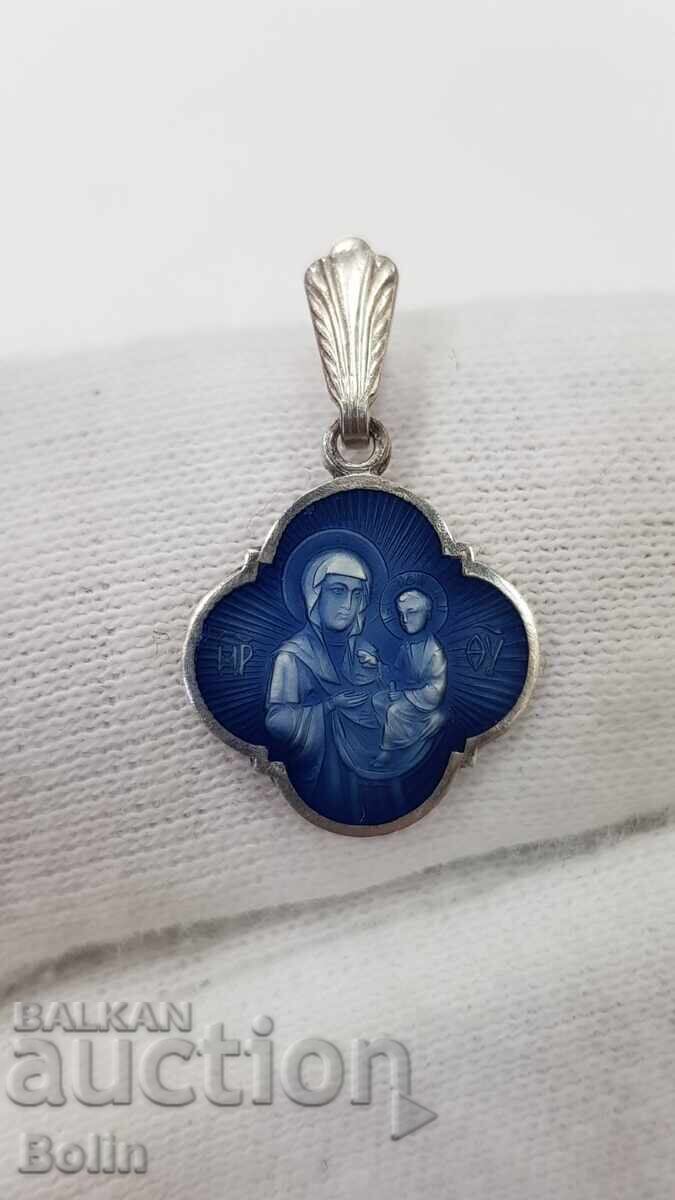 Elegant, delicate silver icon, Mother of God pendant - 7