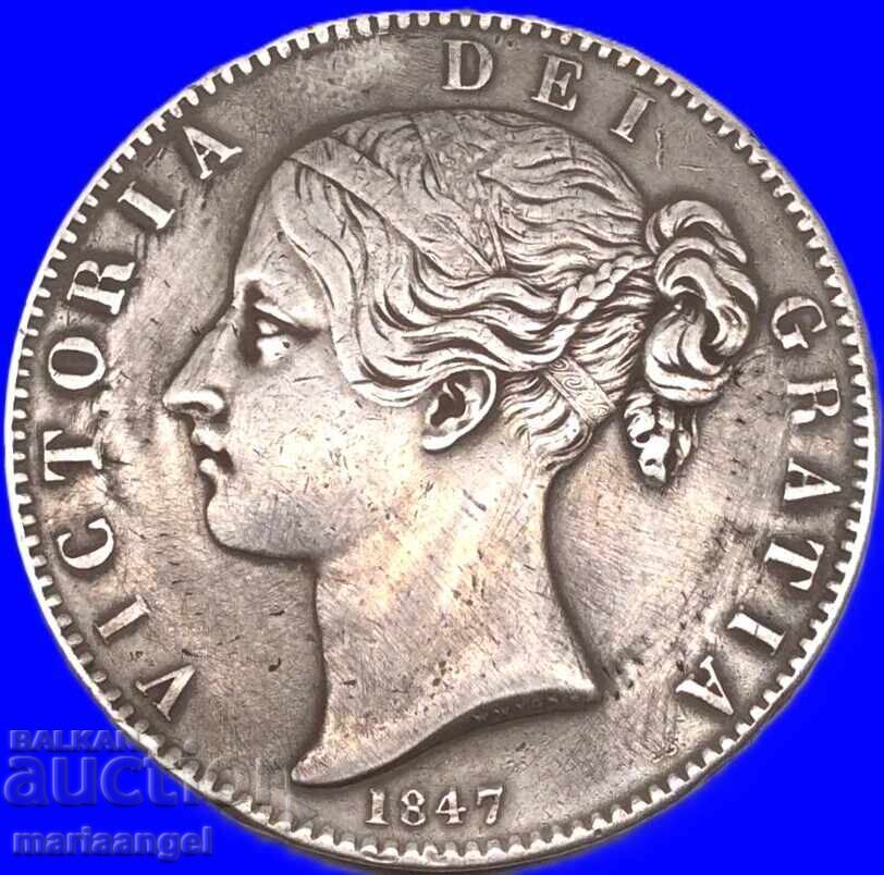 Marea Britanie 1 coroană 1847 28,05 g argint - rară și scumpă