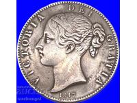 Великобритания 1 крона 1847 28.05 г сребро - рядка и скъпа