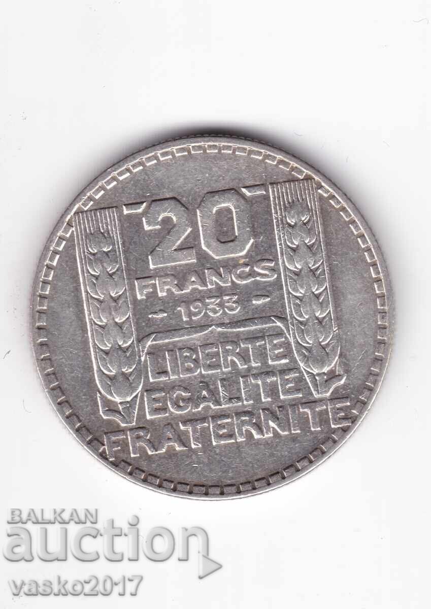 20 Franci - Franța 1933