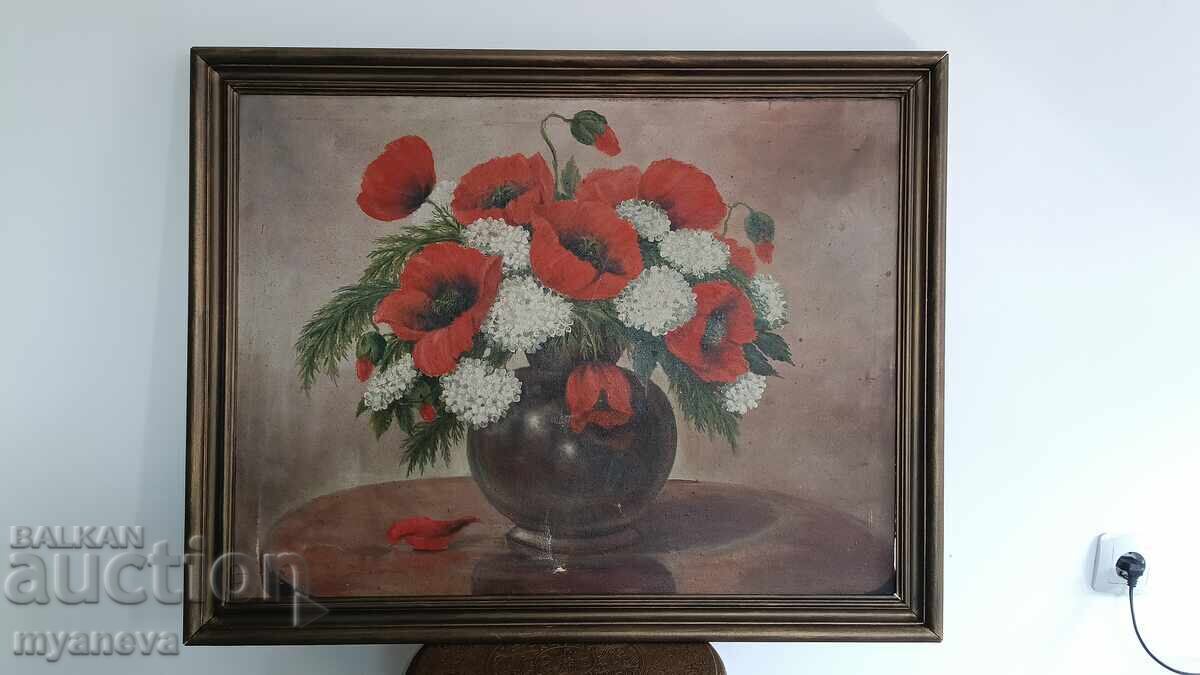Auction  Old oil painting on canvas in a wooden frame