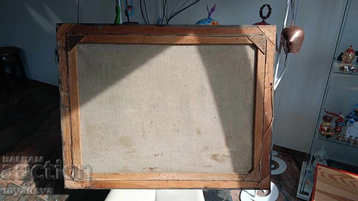 Veche pictură în ulei pe pânză în ramă de lemn - 6