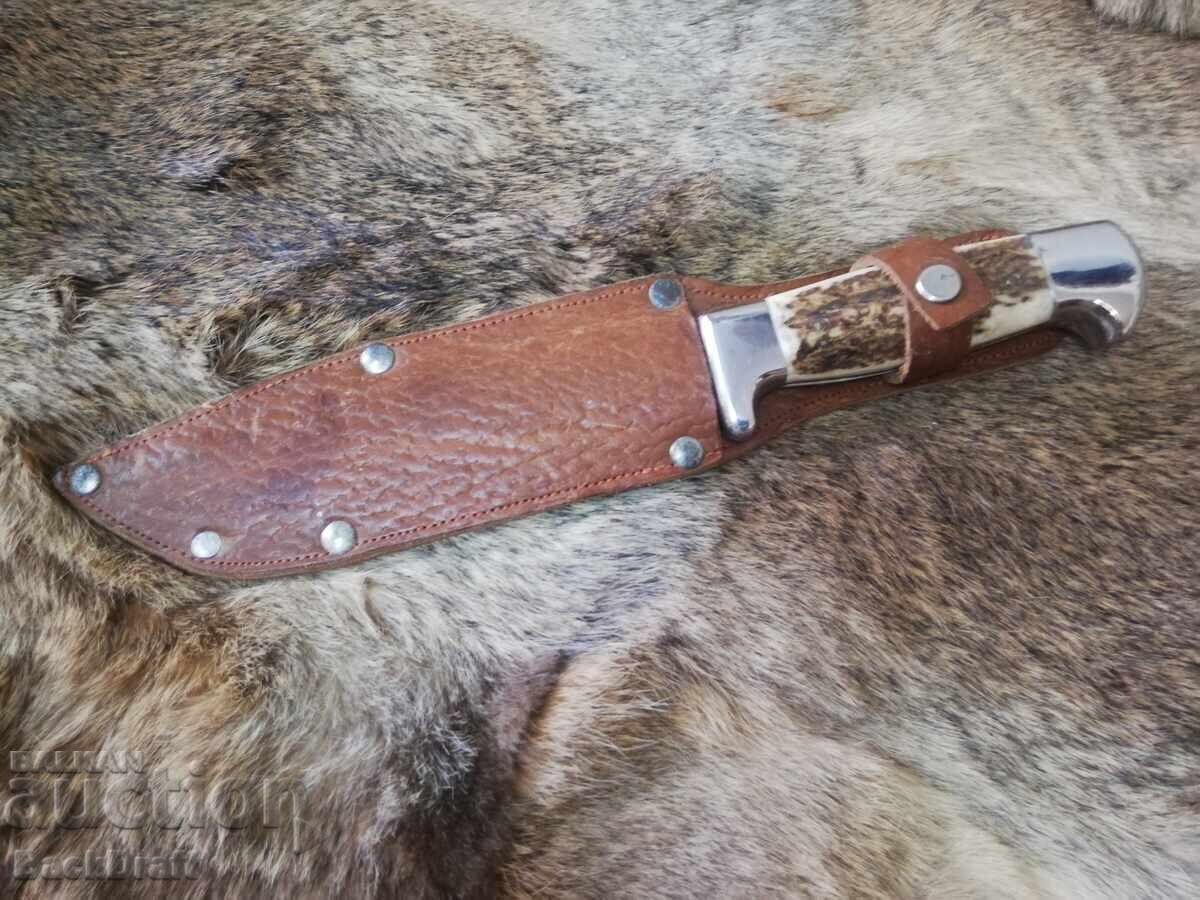 Cuțit de vânătoare bulgăresc vechi, social, VIHREN Petko Denev - orașul Gabrovo - 6