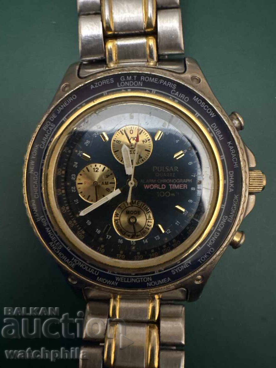 Pulsar by Seiko World Timer ανδρικό ρολόι. Σπάνιο μοντέλο με τιμή € 23.00 | 44.98 BGN