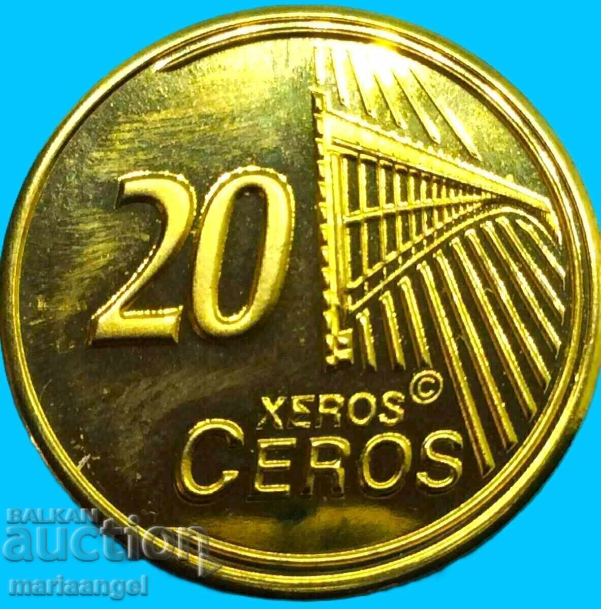 Licitație 20 euro cenți 2014 Eșantion Essei Letonia UNC PROOF 5000 buc