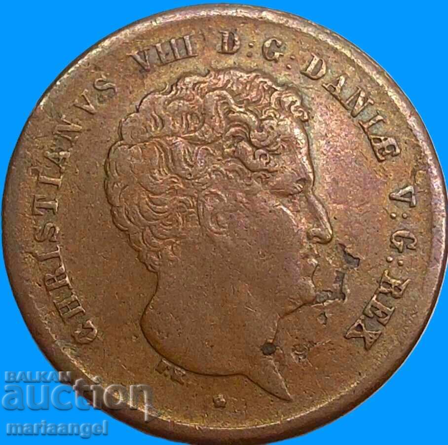 Danemarca 1 skilling 1842 Christian VIII - nominal rar - 6