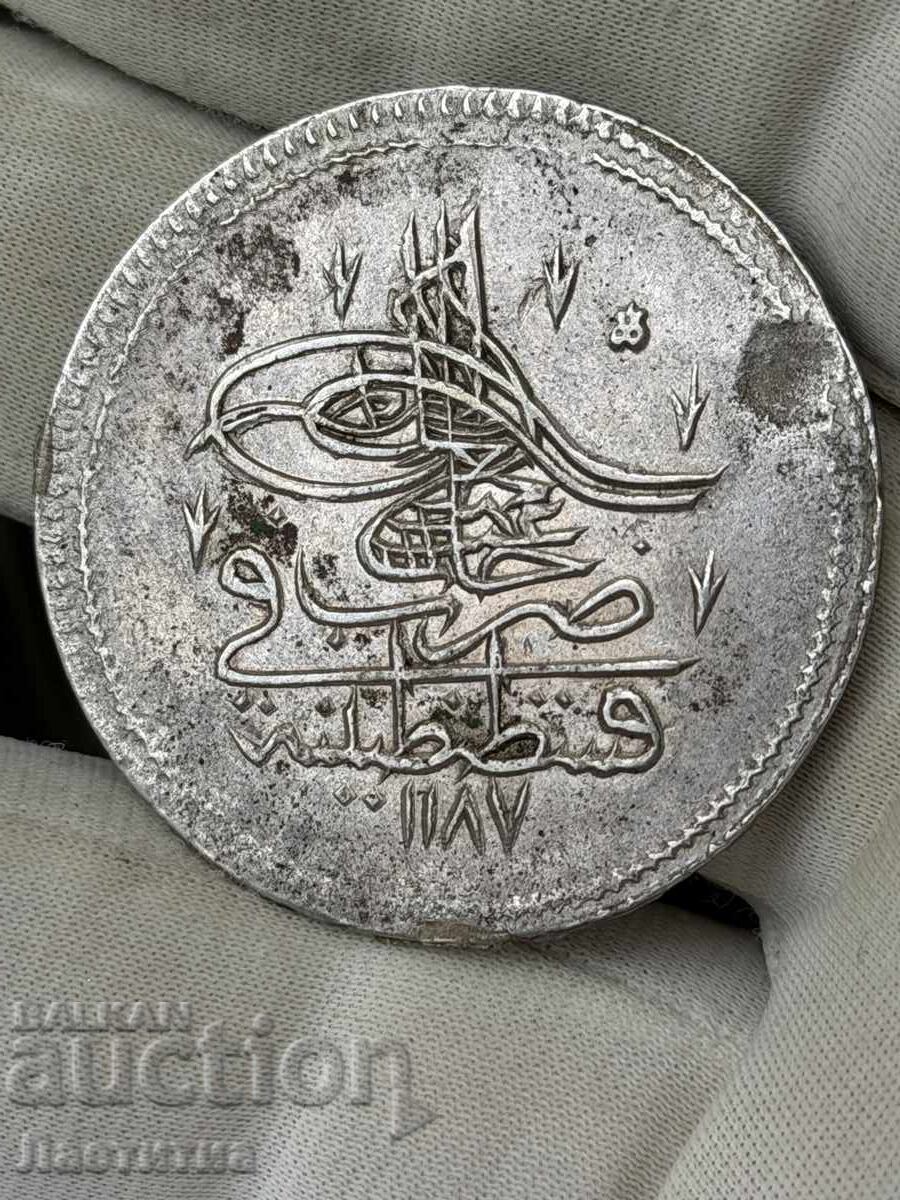 Monedă otomană de argint 1 kuruş