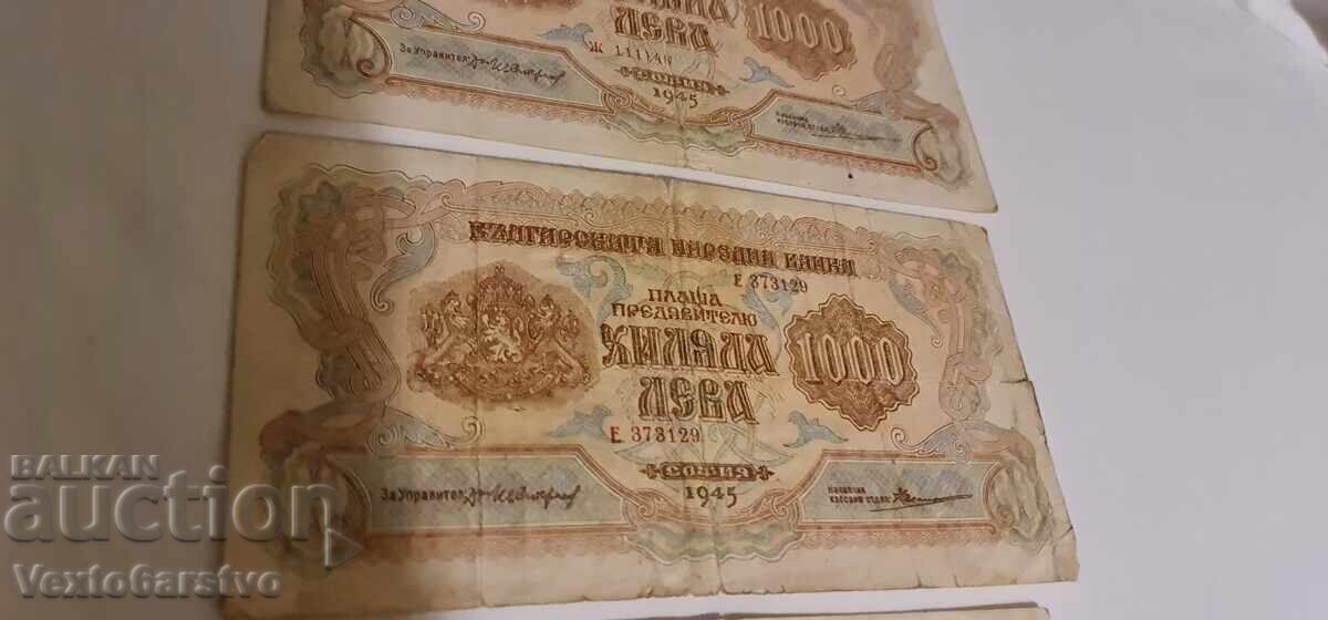 Livrarea Bancnotă - Bancnote - 1000 lei + 500 - 1945 - 4 bucăți - BZC