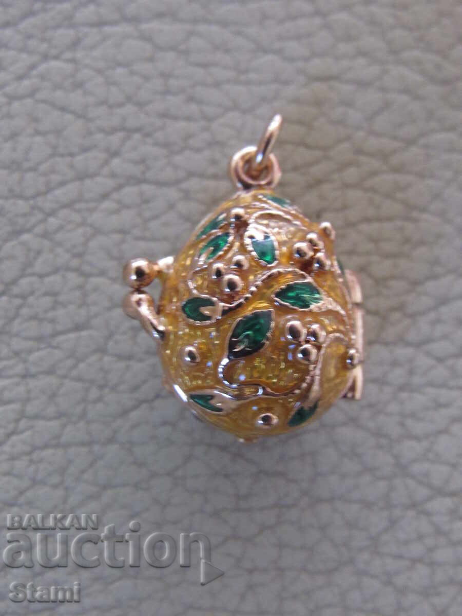 Фино дамско колие с висулка- Яйце Фаберже, ново