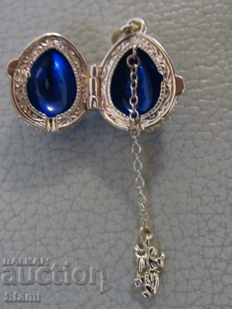 Colier cu pandantiv de dama rafinat - ou Faberge, nou - 5