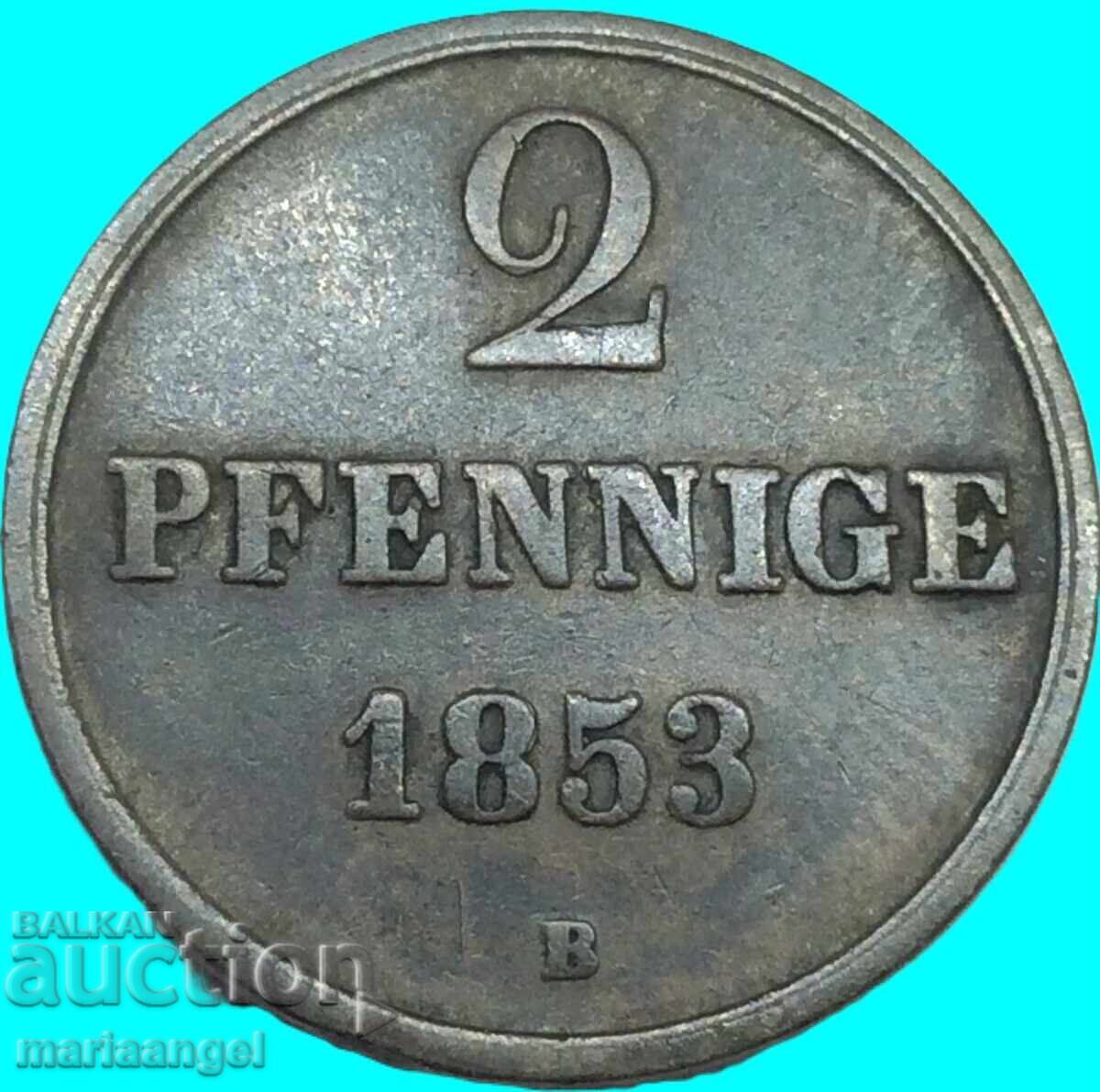 2 Pfennig 1853 Germania Hanovra