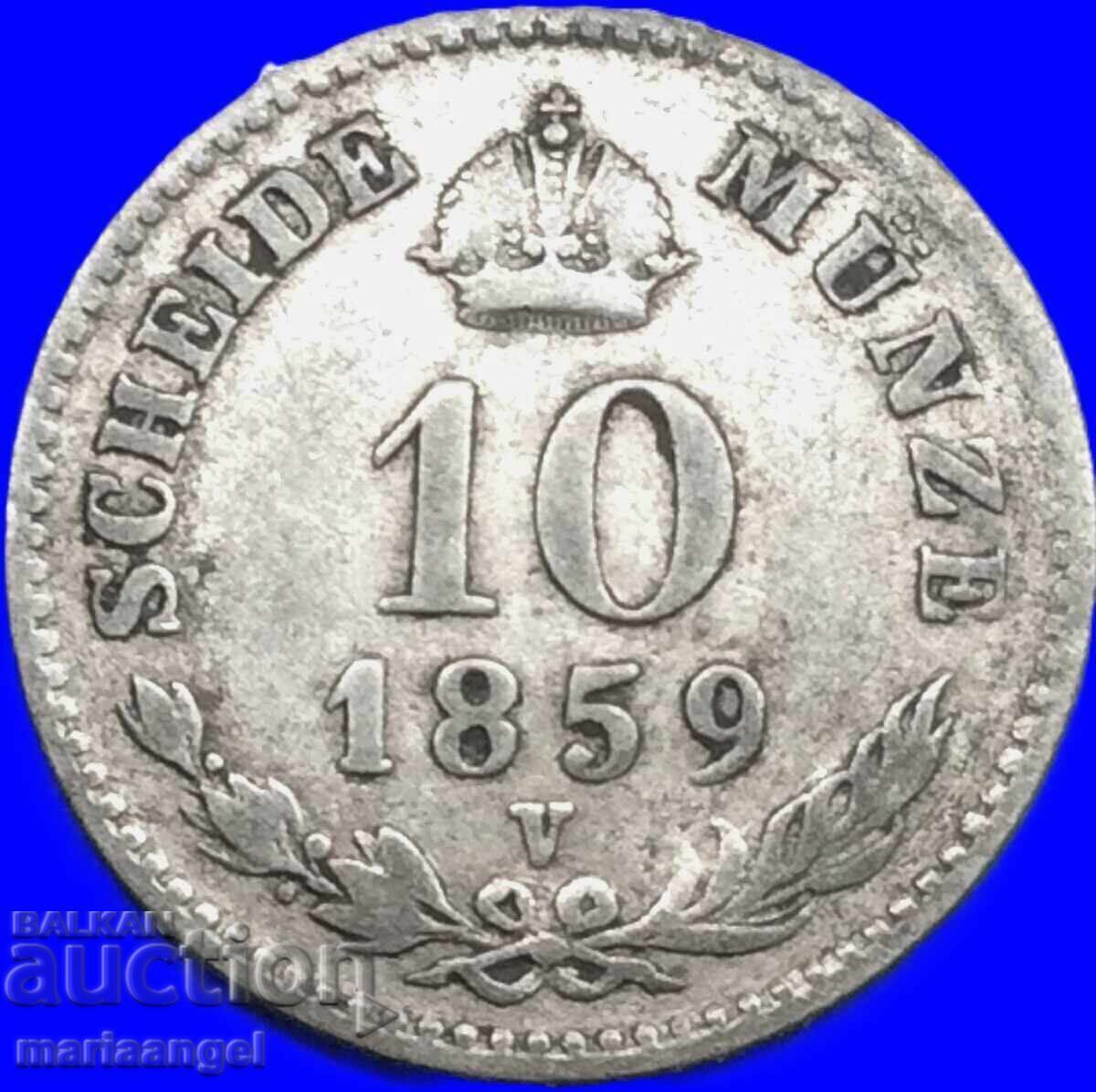 Аукцион 10 кройцера 1859 Австрия за Италия Венедиг V-Venice Венеция