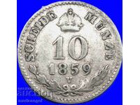 10 kreĭtseri 1859 Austria pentru Italia Veneția V-Venice Veneția