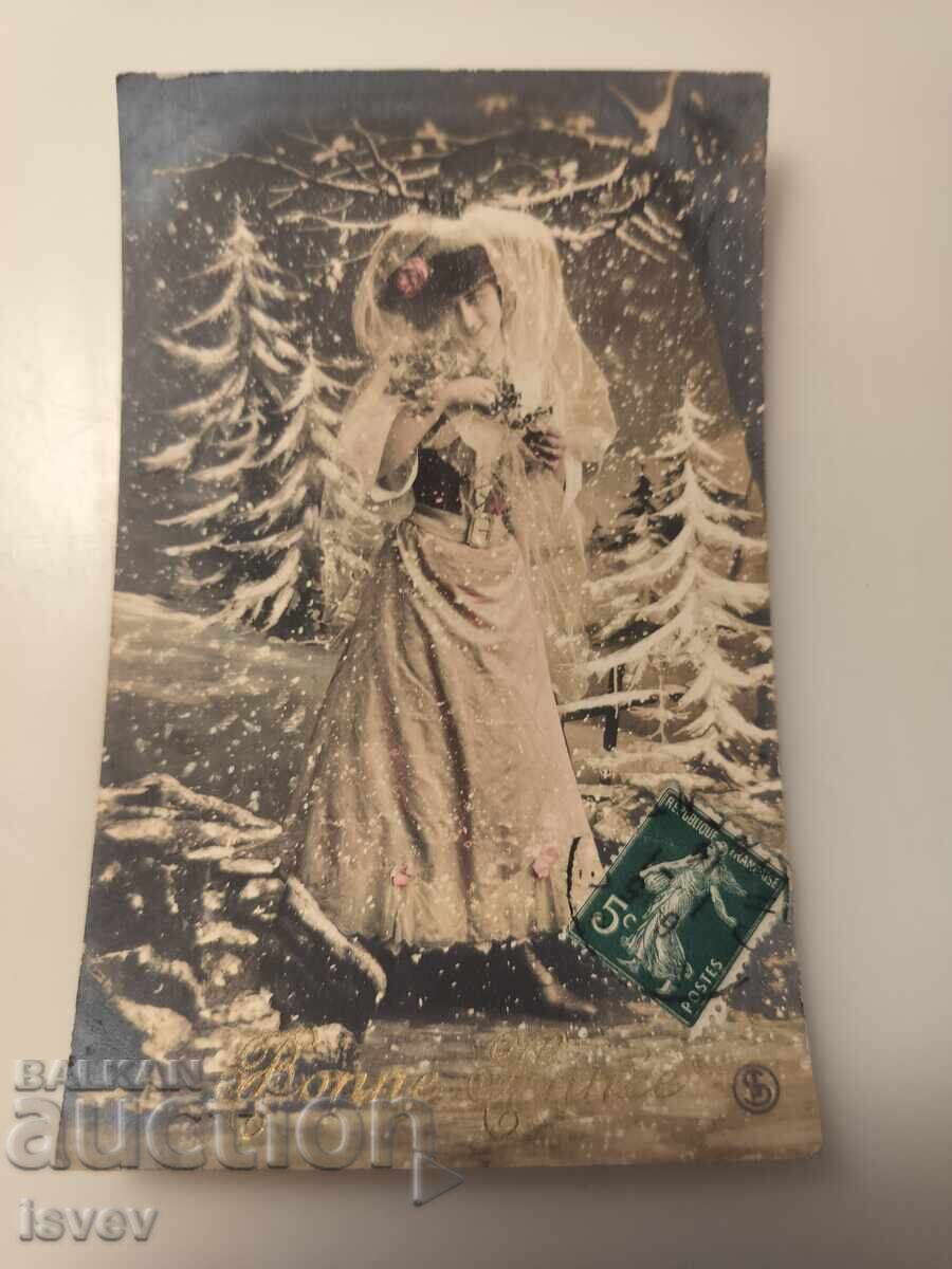 Παλιά γαλλική χριστουγεννιάτικη καρτ ποστάλ